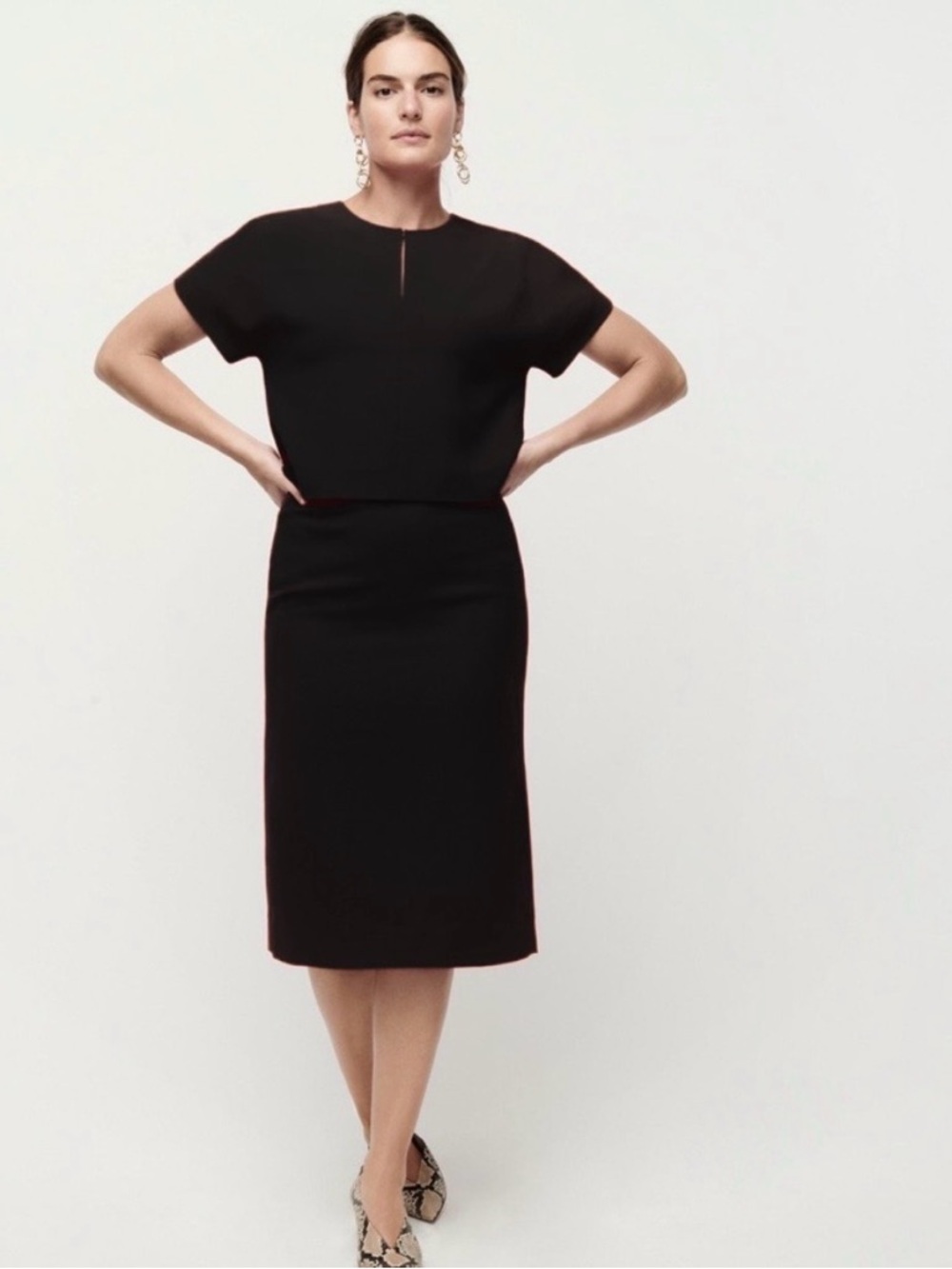 NWT J. Crew Navy Two-Piece Skirt Suit- Short Sleeve Crop Top & Pencil Skirt